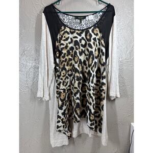 Citron Santa Monica Poeme By Citron Women’s Blouse Top Animal Print Size XL